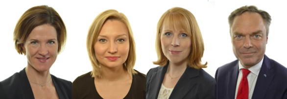  Anna Kinberg Batra (M), Ebba Busch Thor (KD), Annie Lööf (C) och Jan Björklund (L).