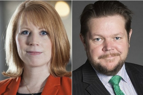 Centerpartiets partiledare Annie Lööf och Centerpartiets rättspolitiska talesperson, Johan Hedin