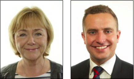 Beatrice Ask, som nu lämnar ordförandeskapet i justitieutskottet, och Tomas Tobé, som nu blivit ny ordförande.