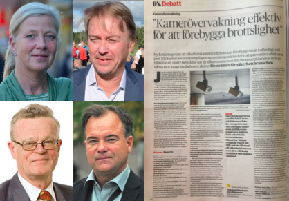 Kristina Axén Olin, ordf. SNOS, Lennart Alexandrie, publisher för SecurityUser.com, Björn Eriksson, ordf. Säkerhetsbranschen, och Joachim Källsholm, ordf. Säkerhetsföretagen.