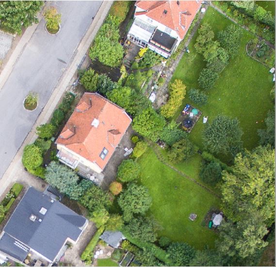 Innovative har lavet en case, der viser de nye muligheder og fordele ved droner ved at tage højopløselige billeder i 100 meters højde af et område nord for København. Foto: Innovative.