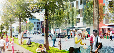 Beboerne i Mjølnerparken og Hothers Plads har netop sagt ja til en ny helhedsplan, der er udarbejdet af MOE og KHS Arkitekter. Illustration: MOE.dk Beboerne i Mjølnerparken og Hothers Plads har netop sagt ja til en ny helhedsplan, der er udarbejdet af MOE og KHS Arkitekter. Illustration: MOE.dk