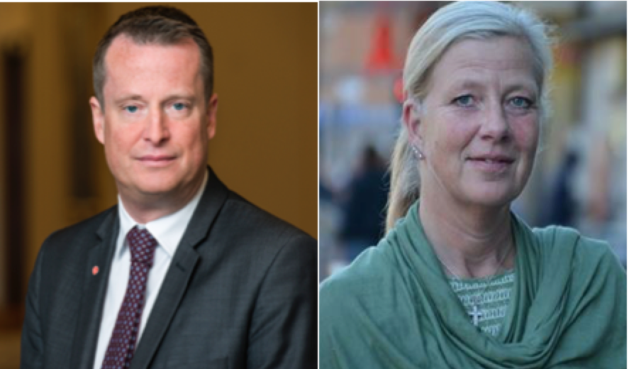 Anders Ygeman och Kristina Axén Olin talar om viktiga trygghetsfrågor på säkerhetsmässan Skydds första dag.