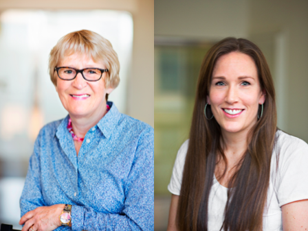 Stina Holmberg, enhetschef, och Anna Eksten, utredare, båda från Brå.<br/>(Fotograf: Lieselotte van der Meijs)