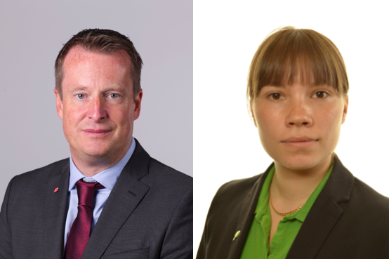 Socialdemokratiska inrikesministern Anders Ygeman (Foto: Martina Huber/Regeringskansliet) och Miljöpartiets rättspolitiska talesperson Annika Hirvonen (foto: Riksdagsförvaltningen).