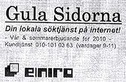 Så här ser avsändaren ut på de senaste bluffakturorna. Det rör sig om renommésnyltning och att avsändaren är mycket lik Eniros varumärke. 