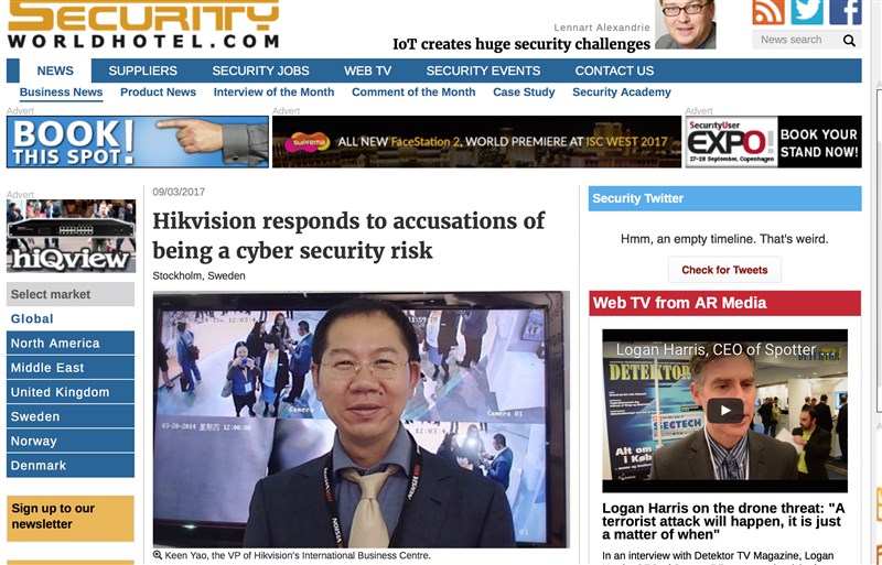 Interviewet med Hikvisions ledelse omkring virksomhedens cybersikkerhed er et eksempel på eksklusiv nyhedsrapportering, som er en af faktorerne bag den stigende besøgstrafik til Securityworldhotel.com. 