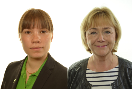 Justitieutskottets vice ordförande Annika Hirvonen (mp) och justitieutskottets ordförande Beatrice Ask (m) (foto: Riksdagsförvaltiningen)