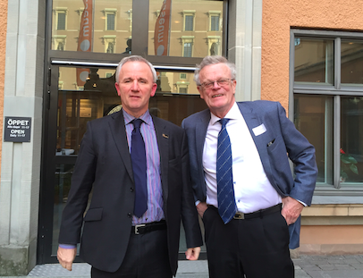 Ron Delnevo, europachef för ATM Industry Association (ATMIA) och Björn Eriksson, ordförande för Säkerhetsbranschen.