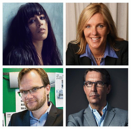 Loreen delar ut Agerapriset tillsammans med Stöldskyddsföreningens VD Annika Brändström, Metros chefredaktör Linus Paulsson och Efterlysts programledare Hasse Aro.