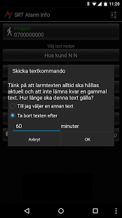 SRT Alarm Info-appen används för att programmera tilläggsinformation i personlarm av typen SRT 306.