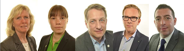 Helene Petersson (S), Annika Hirvonen (MP), Krister Hammarbergh (M), Andreas Carlsson (KD), Roger Haddad (FP). Samtliga är ledamöter i Justitieutskottet.