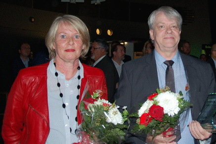 Årets sikkerhedschef Per Reichgrüber sammen med Susanne Kuehn fra Rockwool, der fik prisen Årets sikkerhedsvirksomhed.