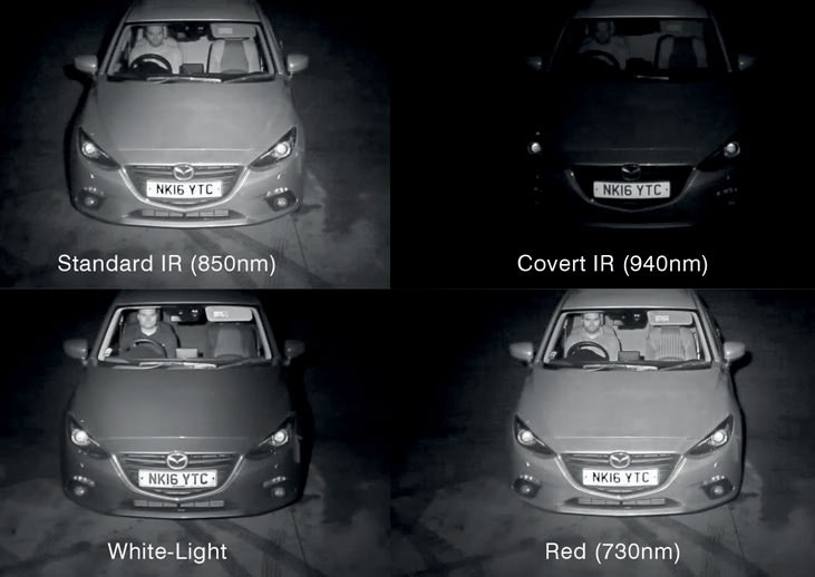 The driver recognition test revealed that three out of four wavelength examples de-livered fairly good level of details inside the vehicle. However, the Covert IR (940nm) delivered significantly worse images.