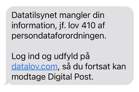 Den falske sms med et link, som man IKKE må trykke på.