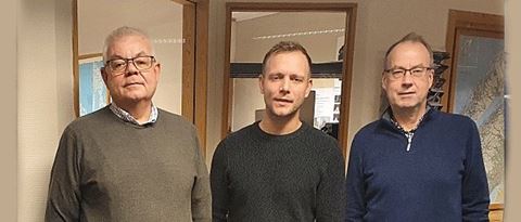 Lars Thoresen, styreleder Vekos, Harald Riis Nilsen, driftsleder Vekos, Morten Ameln, adm.dir Firesafe