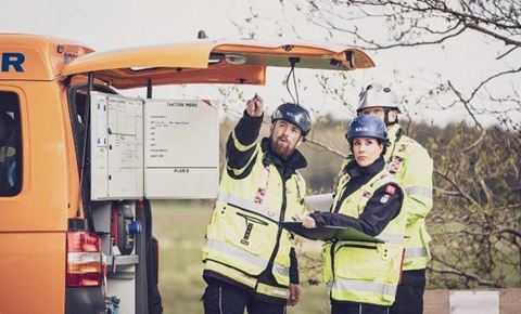 H.K.H. Prinsesse Marie var med til at styre redningspersonellets indsats fra den kommandopost, som lederne fra Brand & Redning Sønderjylland og Beredskabsstyrelsen havde oprettet. Foto: Magnus Stig Mikkelsen, Beredskabsstyrelsen.