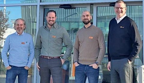 Gallaghers svenska team: Håkan Björkman, Daniel Groth och Johan Reich tillsammans med Richard Huison, Gallaghers regionchef för Storbritannien och Europa.