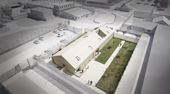 Jyderup Fængsels nye bygning, der skal huse en central indgang, hovedvagt og besøgsfaciliteter. 
