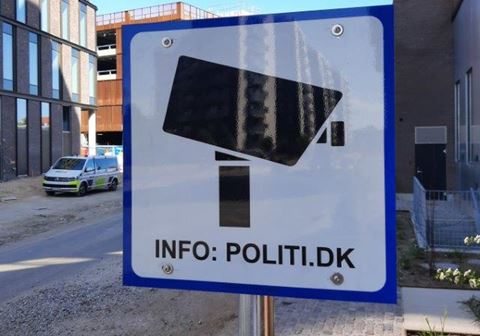 Skiltning ved nye kameraer i Aarhus. Foto: Østjyllands Politi