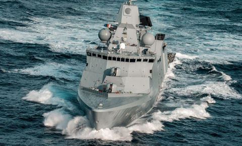 Fregatten Peter Willemoes på vej til Trondheim i Norge for at deltage i øvelsen Cold Response 22. Foto: Willemoes / Forsvaret 