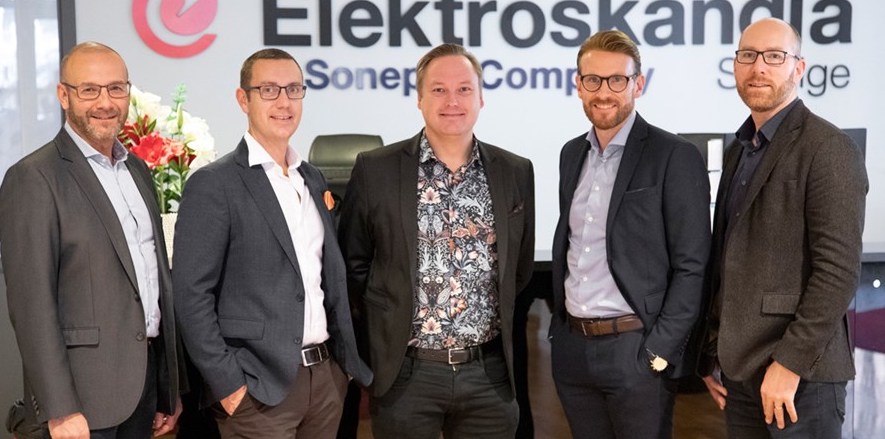 I samarbete. Från vänster, Per Hellström, produktchef Säkerhet (Elektroskandia), Andreas Silvede, affärsområdeschef (Honeywell Commercial Security), Magnus Frohm, försäljningschef Norden (Honeywell Commercial Security), Michael Masior Almqvist, marknadsdirektör (Elektroskandia) samt Christer de Wahl, sälj- och marknadschef Säkerhet (Elektroskandia).