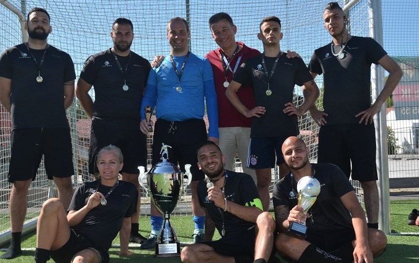 Vinnarlaget. Efter finalvinst mot Securitas stod Cubesec som segrare av Detektor Football Cup 2018.