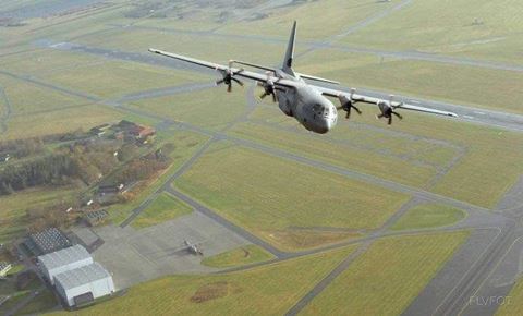 C-130 over Flyvestation Aalborg. Foto: Flyvevåbnets Fototjeneste 